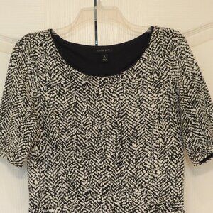 Lands’ End tweed dress, black and white, fit and flare, Small